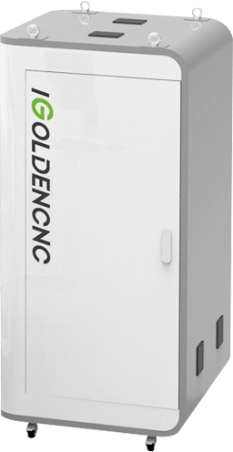 Gabinete de control independiente que se alza en el piso